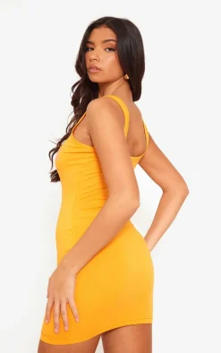 Orange Adore Graphic Strappy Bodycon Dress