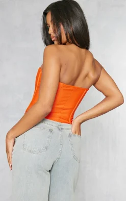 Orange Bandage Hook And Eye Structured Corset
