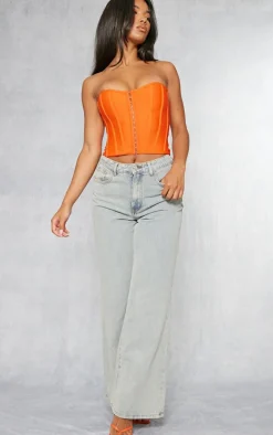 Orange Bandage Hook And Eye Structured Corset