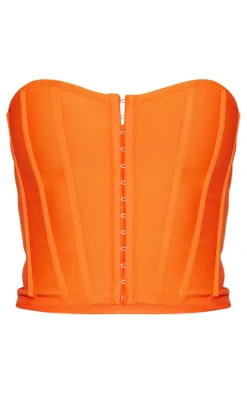 Orange Bandage Hook And Eye Structured Corset
