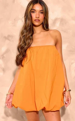 Orange Bandeau Balloon Puffball Dress