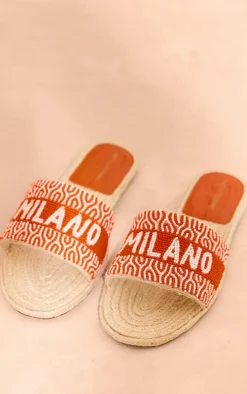 Orange Beaded Round Toe 