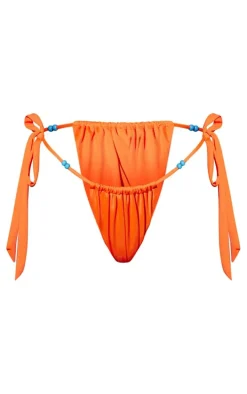 Orange Beaded Tie Side Bikini Bottoms