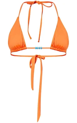 Orange Beaded Triangle Bikini Top