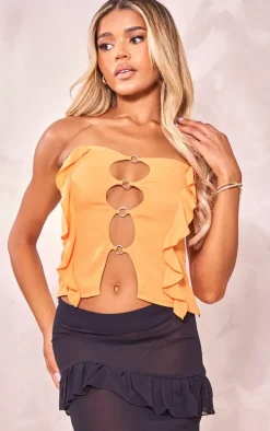 Orange Chiffon Frill Ring Detail Bandeau