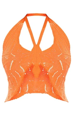 Orange Crochet Butterfly Top