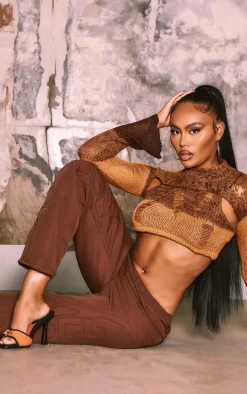 Orange Extreme Distressed Knitted Top