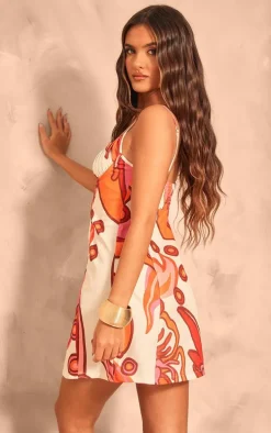 Orange Floral Shift Dress