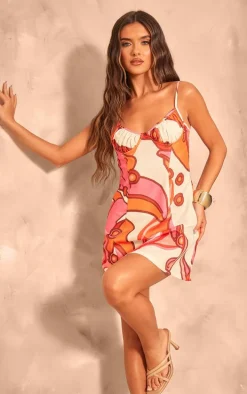 Orange Floral Shift Dress