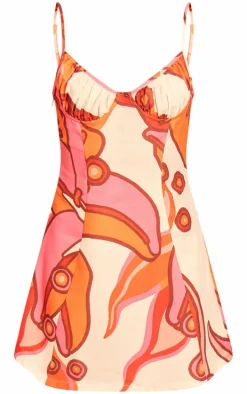 Orange Floral Shift Dress