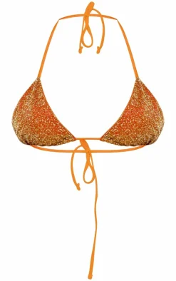 Orange Glitter Triangle Bikini Top