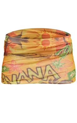 Orange Havana Print Lined Mesh Mini Skirt