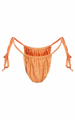 Orange Heart Trim Glitter Tie Side Bikini Bottoms