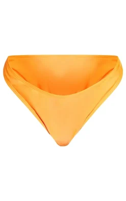 Orange Heart Trim High Leg Bikini Bottoms