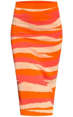 Orange Knitted Midaxi Skirt