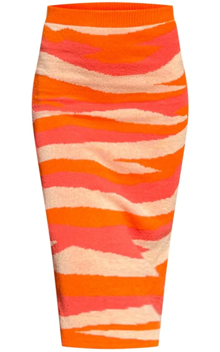 Orange Knitted Midaxi Skirt
