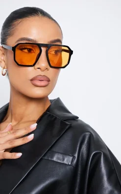 Orange Lens Aviator Sunglasses