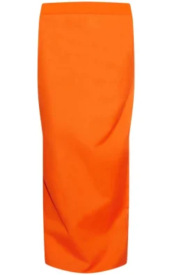 Orange Linen Look Column Maxi Skirt