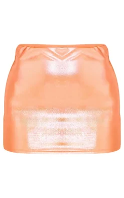 Orange Metallic Micro Mini Skirt
