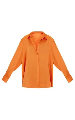 Orange Oversized Satin Shirt