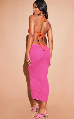 Orange Ring Detail Knitted Maxi Dress