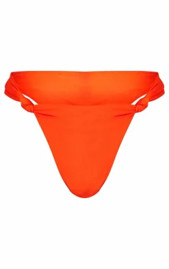 Orange Ruched Knot Bikini Bottoms
