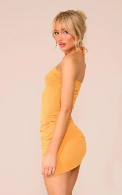 Orange Soft Knit Halterneck Mini Dress