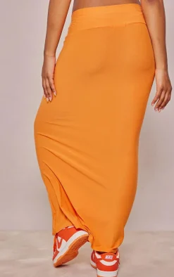 Orange Soft Touch Knot Front Midaxi Skirt