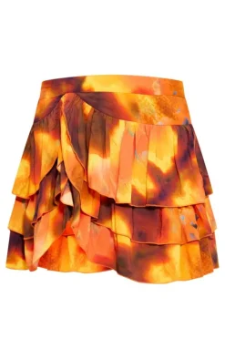 Orange Tie Dye Print Mini Rara Skirt