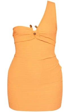 Orange Trim Detail One Shoulder Bodycon Dress