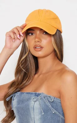 Orange Washed Denim Cap