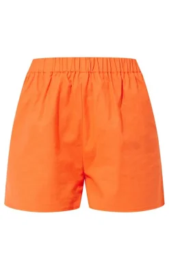 Orange Woven Elastic Waist Floaty Shorts
