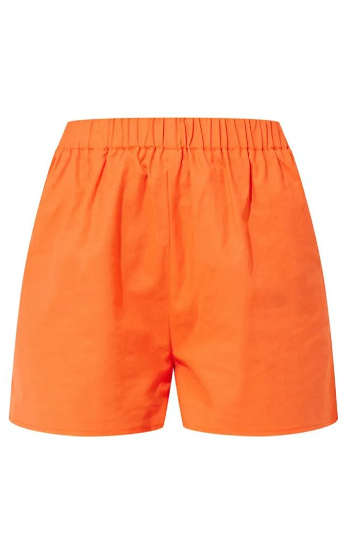 Orange Woven Elastic Waist Floaty Shorts