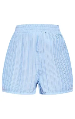 Pale Blue Chiffon Plisse Floaty Shorts