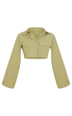 Pale Khaki Cotton Pocket Front Detail Tailored Shorts