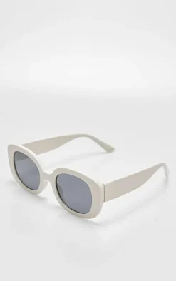 Pale Yellow Chunky Frame Round Sunglasses