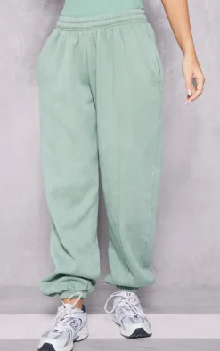 Pastel Green Pintuck Detail Oversized Sweatpants