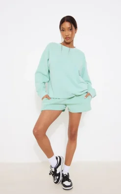 Pastel Green Washed Sweat Shorts