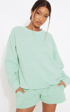 Pastel Green Washed Sweat Shorts