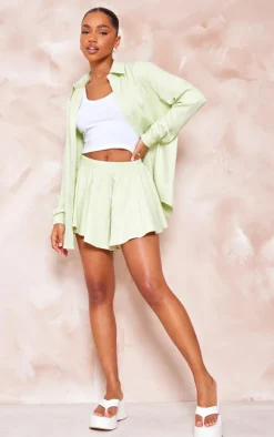 Pastel Green Woven Floaty Shorts