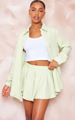 Pastel Green Woven Floaty Shorts