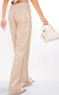Pebble Croc Faux Leather Front Pocket Wide Leg Pants