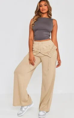 Pebble Exposed Waist Straight Leg Sweatpants