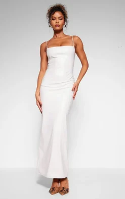 Pebble Faux Leather Spaghetti Strap Midi Dress