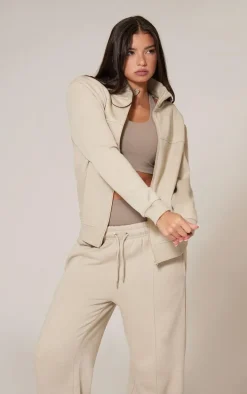 Pebble Seam Detail Zip Through Track Top