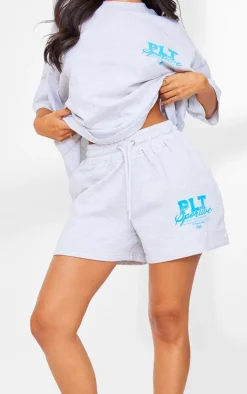 Petite Ash Grey Graphic Runner Shorts