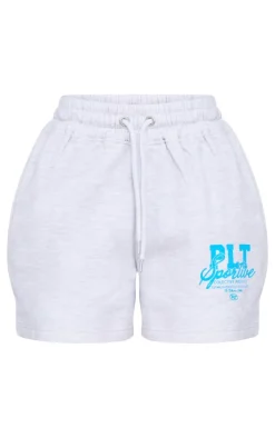 Petite Ash Grey Graphic Runner Shorts