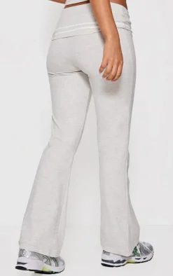 Petite Ash Grey Jersey Foldover Flared Pants