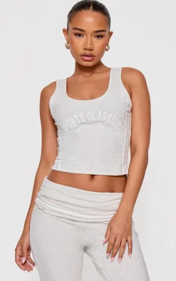 Petite Ash Grey Jersey Graphic Tank Top