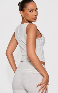 Petite Ash Grey Jersey Graphic Tank Top